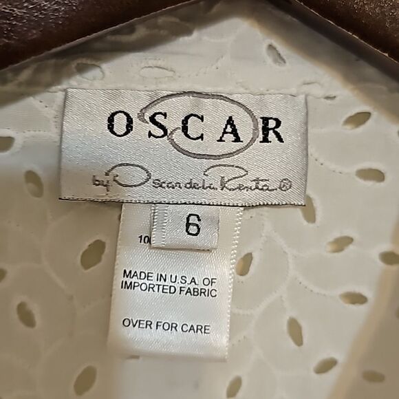 Oscar de la renta Eyelet button down shirt size 6 - Picture 5 of 10
